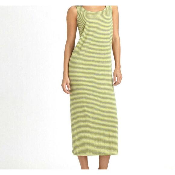 Eileen Fisher Womens Tank Dress Dragonfly Scoop Neck Linen Knit Stripe M - Picture 1 of 6